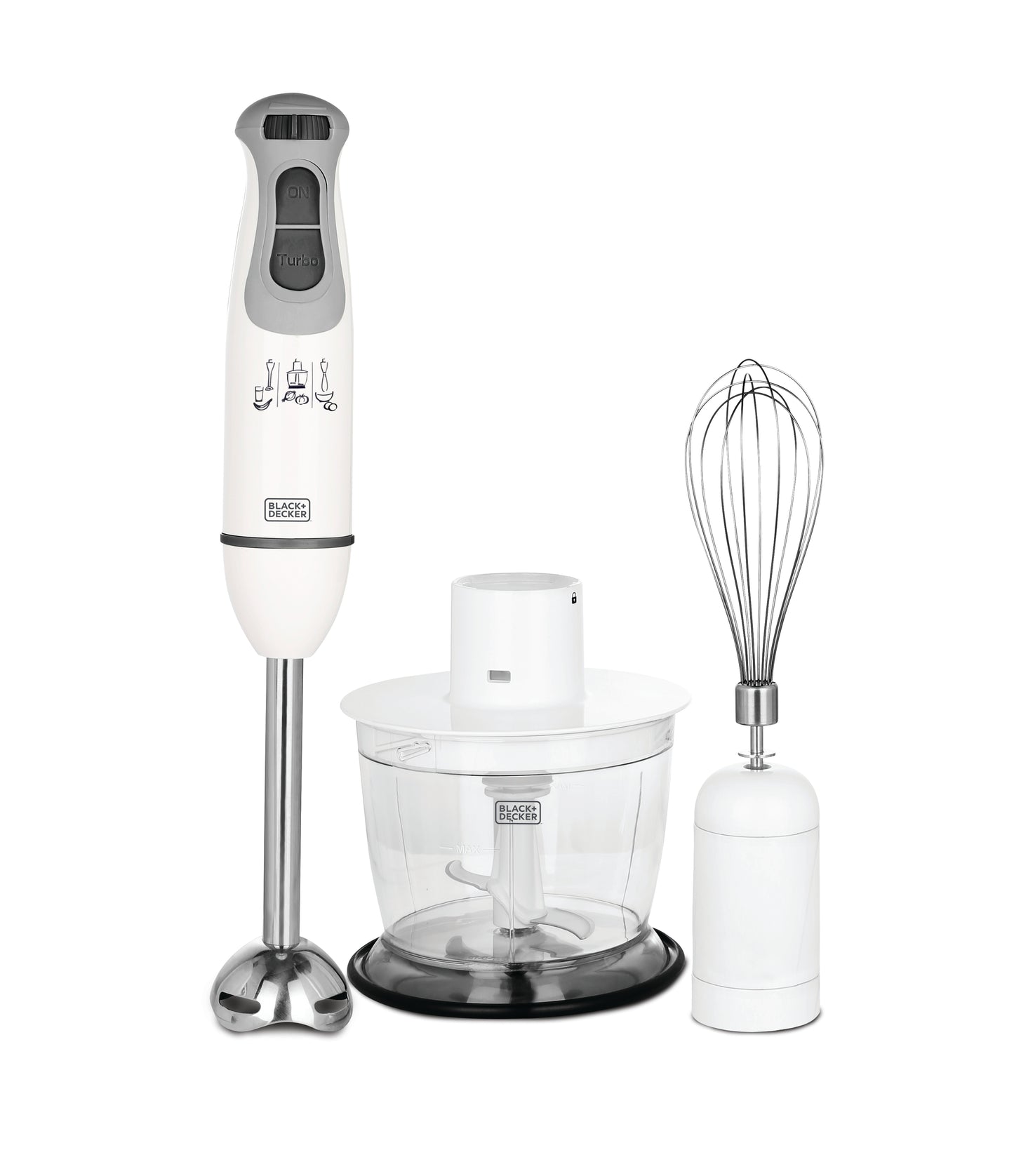 B+D - BXBL6002IN - 600 Watts Hand Blender with Chopper, Whisk, Cup and Wall Rack